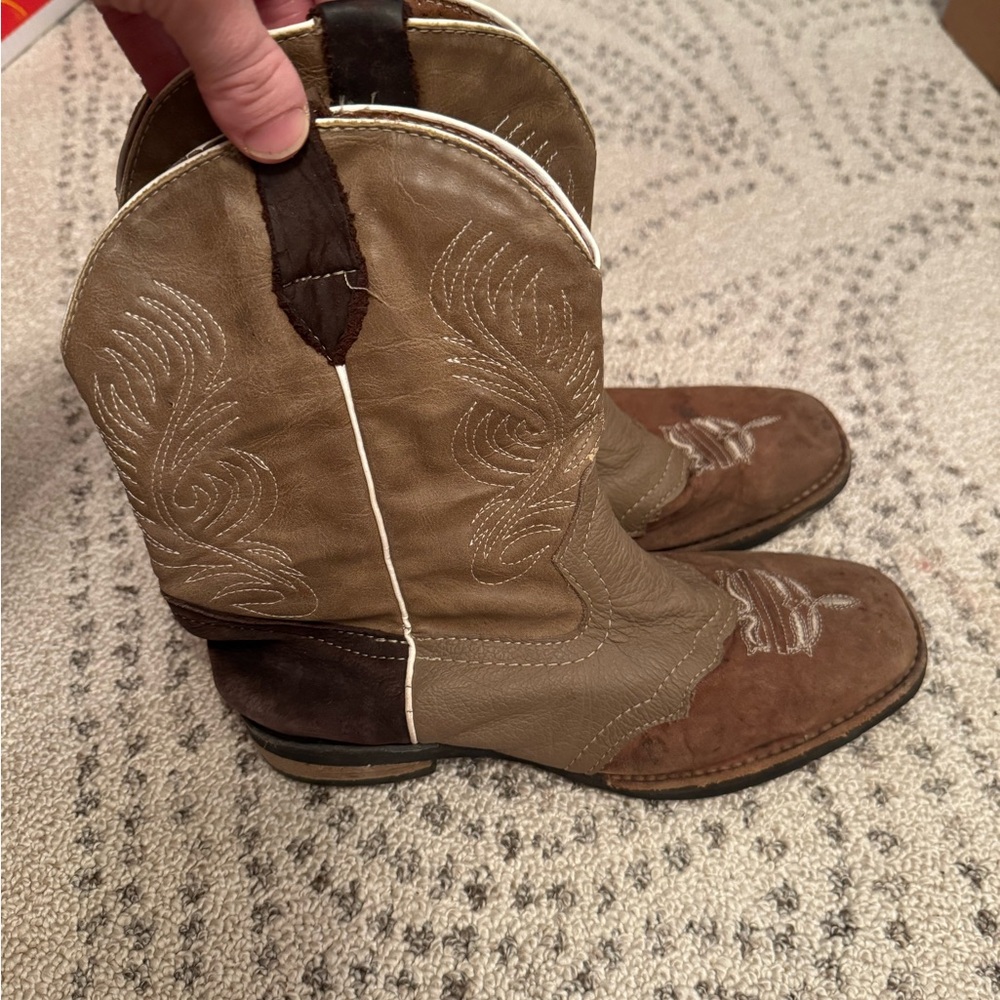 Kids Brown and Tan Cowboy Boots